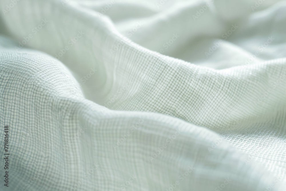 Poster fabric with a subtle gray hue and wrinkled texture, offering a tactile and dynamic surface. textured