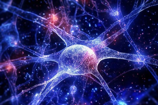  Depict the neural connections as glowing paths or streams of light stemming from the central brain structure, linking various points within. 