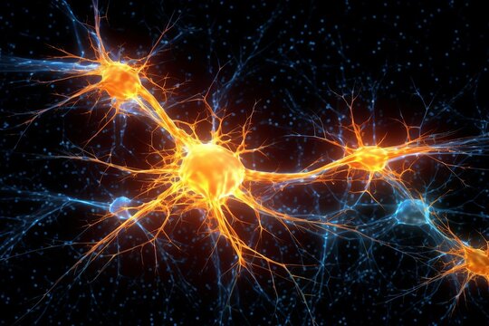  Depict the neural connections as glowing paths or streams of light stemming from the central brain structure, linking various points within. 