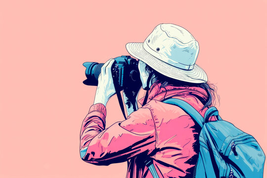 A woman is taking a picture with a camera