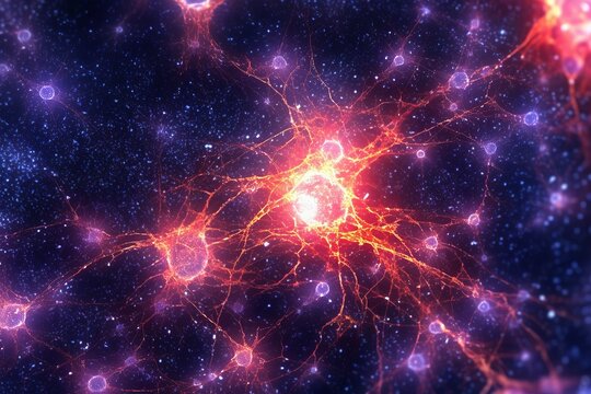  Depict the neural connections as glowing paths or streams of light stemming from the central brain structure, linking various points within. 