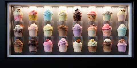 Assorted ice cream in cups Generative AI