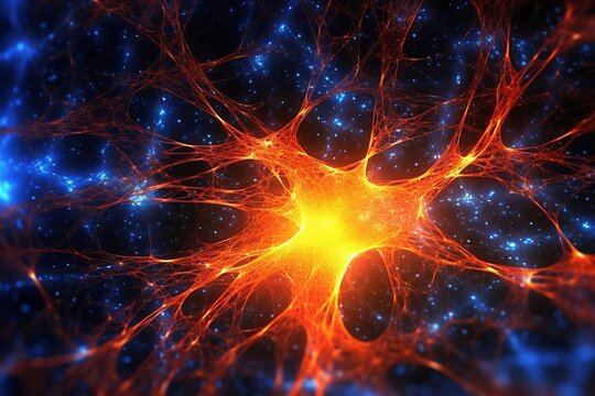  Depict the neural connections as glowing paths or streams of light stemming from the central brain structure, linking various points within. 