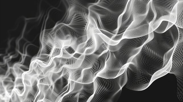 A white and black image of a flame with a lot of white and black swirls