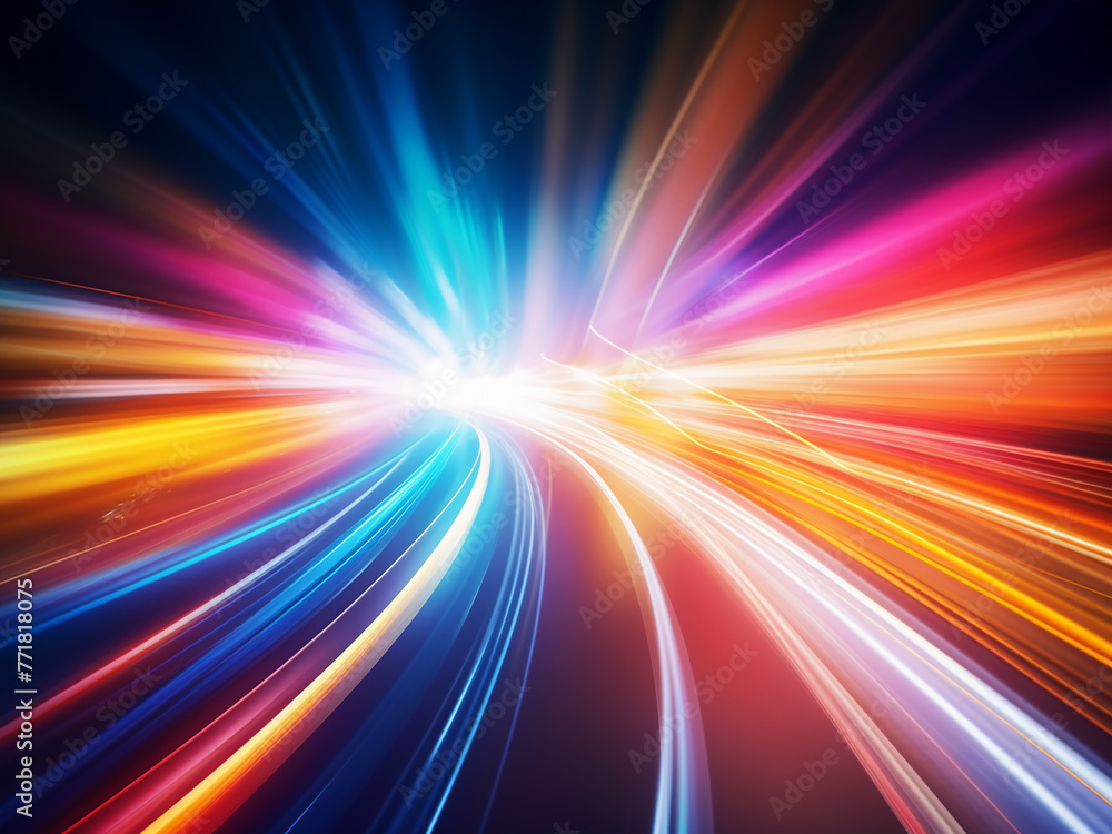 Poster dynamic motion blur infuses a colorful abstract background.