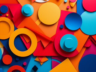 Vivid paper shapes collide in a dynamic display of creativity.