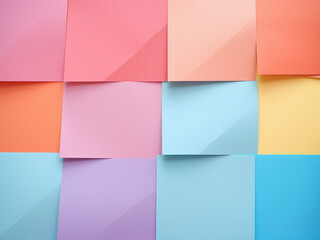A backdrop of pastel paper features ample space for text and images.