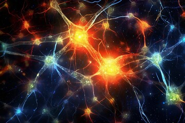  Depict the neural connections as glowing paths or streams of light stemming from the central brain structure, linking various points within. 