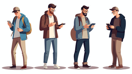 Casual people men with technology device cartoon ve