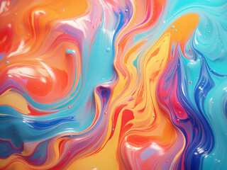 Colorful painted background resembles a fluid pattern.