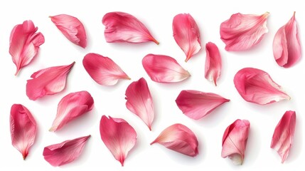 White background with fresh peony petals. Banner design.