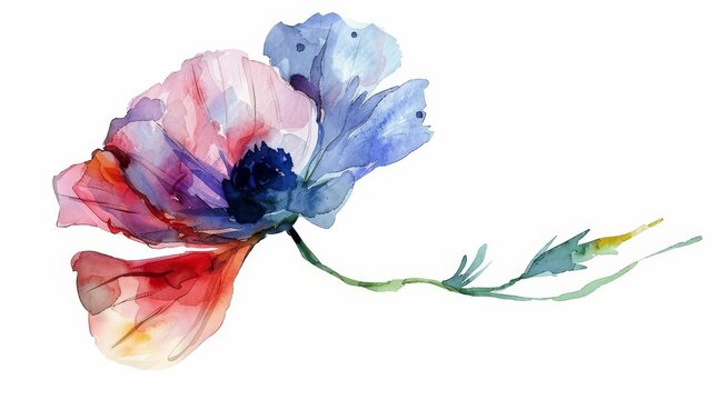 Isolated watercolor flower on white