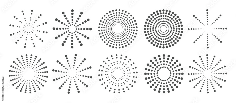 Poster abstract snowflake halftone icons. collection of abstract halftone vector for design element