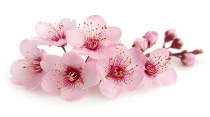 Sakura flowers, cherry blossoms, isolated on white