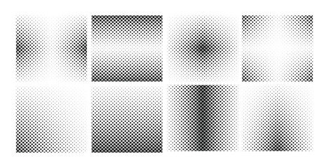 Abstract square halftone icons set. Collection of abstract halftone vector element
