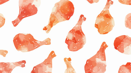 Chicken thigh pattern in watercolor silhouette on w - obrazy, fototapety, plakaty