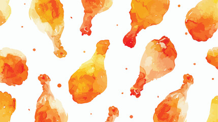 Chicken thigh pattern in watercolor silhouette on w - obrazy, fototapety, plakaty