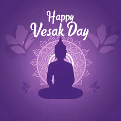 Fototapeta na wymiar Silhouette of Meditating Buddha on Vesak Day