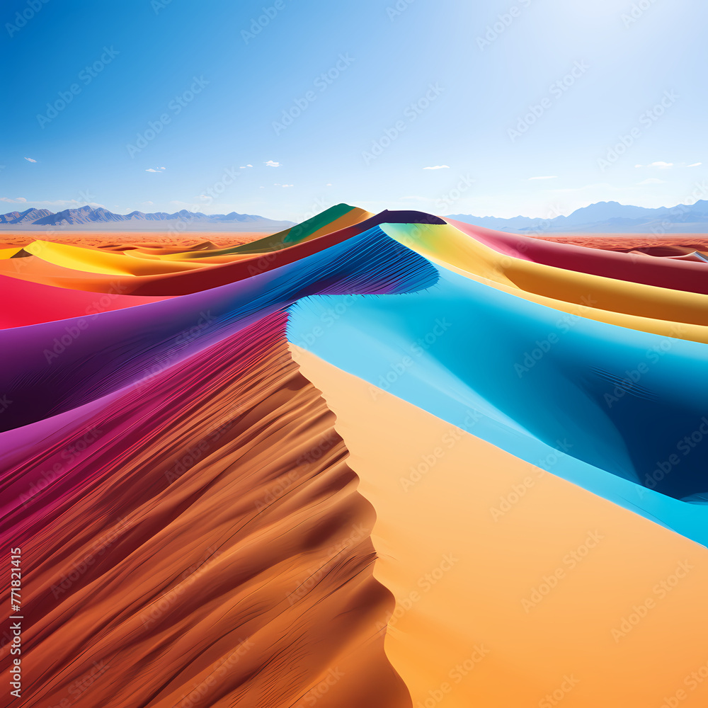 Wall mural Rainbow-colored sand dunes. 