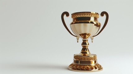 Fototapeta na wymiar Isolated gold trophy cup on white background. Rendering in 3D