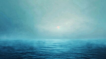 Mesmerizing painting depicting the endless blue horizon of the ocean, enhanced by a single expressive brush stroke of sapphire - obrazy, fototapety, plakaty
