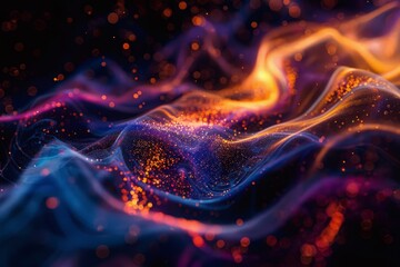 abstract background with particle waves 