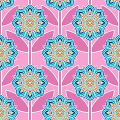 Cartoon summer retro seamless flower pattern for wrapping paper and fabrics and spring packaging and kids print