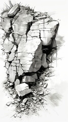 Abstract Cracked Rock Formation Illustration

