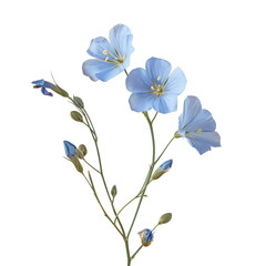 Blue flowers stand out on a transparent background, adding a pop of color