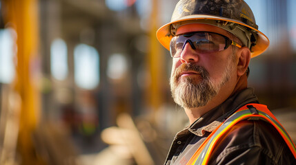 Portrait of Construction Leader On-Site with Rising Structure