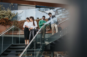 Multicultural colleagues discuss marketing strategies and profit growth for business expansion...