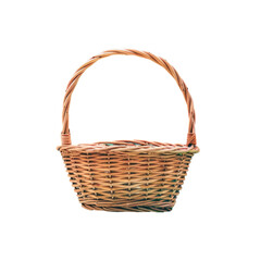 Fototapeta na wymiar Wicker storage basket with handle, elegant design on transparent background