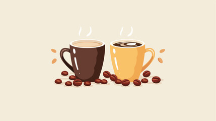 Coffee day illustration with coffee flat cartoon va