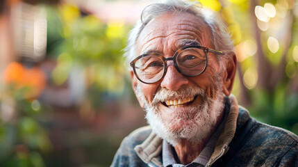 Joyful Older Man in Glasses National Geographic Style