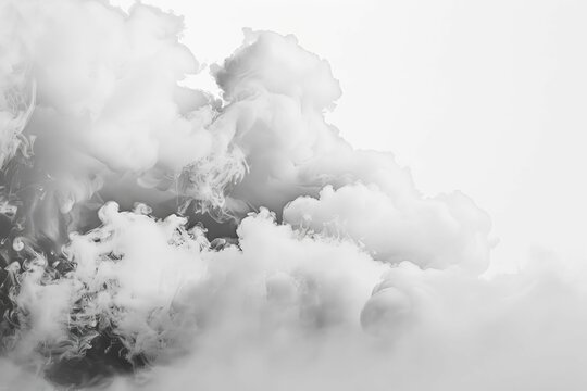 Ethereal white fog or smoke on a clean white background, minimalist abstract photo