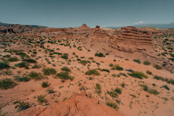 View of rock formations in the Quebrada de las Conchas near Cafayate, Salta Province, Argentina
