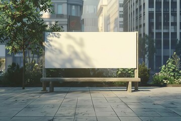 Empty Outdoor Advertising Banner Mockup in Urban Setting, Blank Billboard for Customizable Design - 3D Illustration