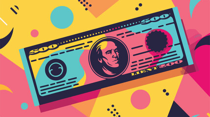 Colorful silhouette of money bill vector illustrati