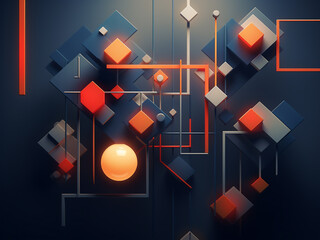 Embrace the artistic rendition of geometric shapes in a 3D render.