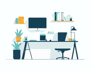 Concept d’espace de travail à domicile avec ordinateur de bureau