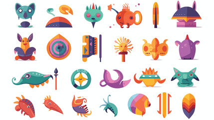 Colorful vector symbol collection over white backgr