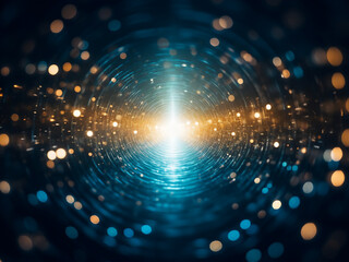 Abstract depiction of circular light bokeh illuminating.