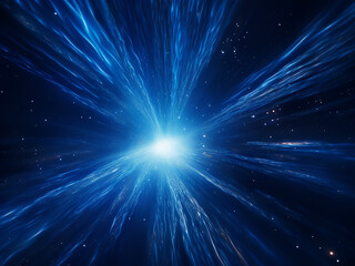 Fototapeta na wymiar Blue star trail portrays abstract warp or hyperspace motion.