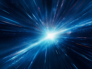 Naklejka premium Abstract warp motion illustrated in blue star trail.