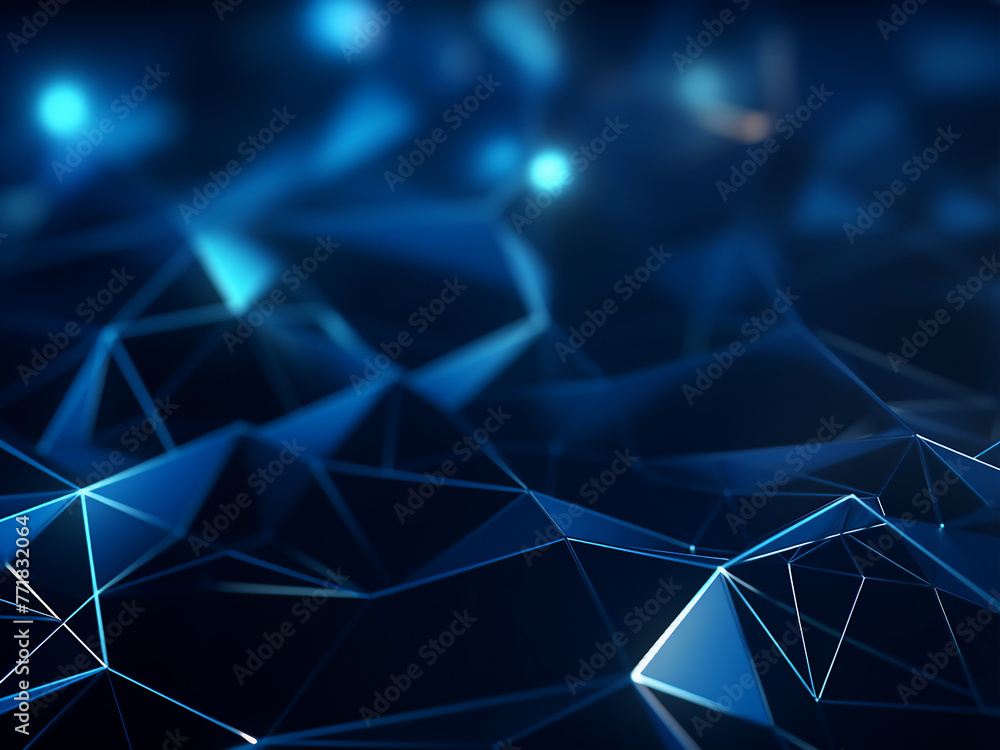 Poster blue geometrical shapes form abstract background in 3d rendering.