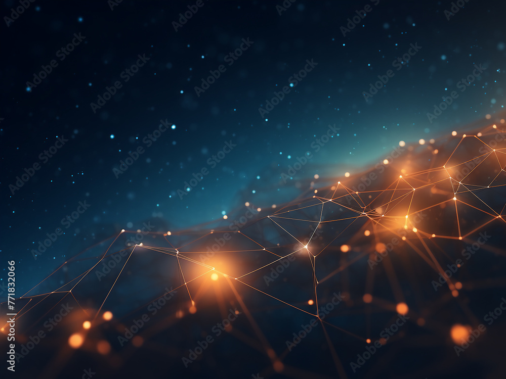 Poster polygonal space depicted with interconnected dots and lines.