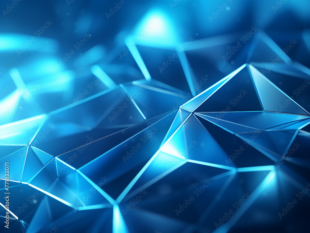 Poster background features blue geometric shapes in abstract plexus.