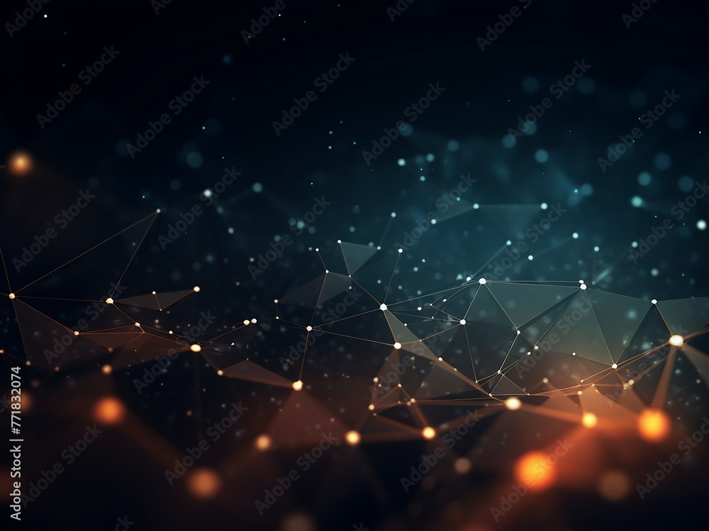 Poster connecting dots and lines form structure in low poly background.