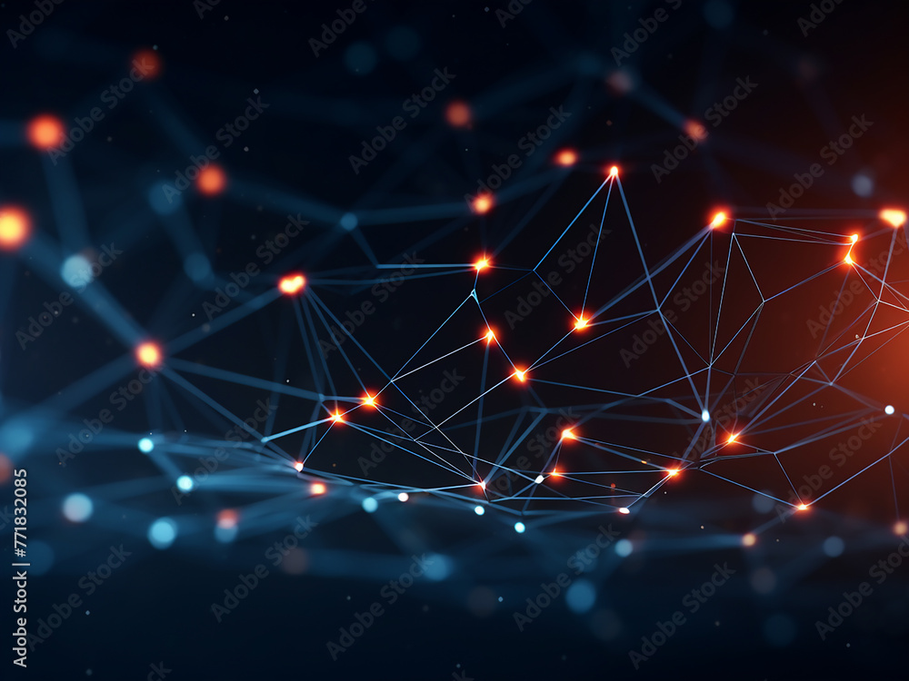Poster polygonal space portrayed with connecting dots and lines.