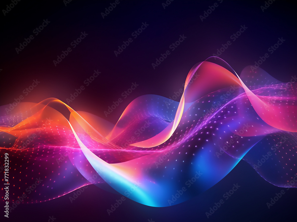 Poster futuristic polygonal backdrop showcases wave-like patterns.